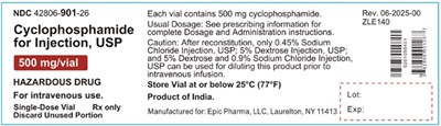 Cyclophosphamide-500mg/vial (Vial Container Label 500mg)